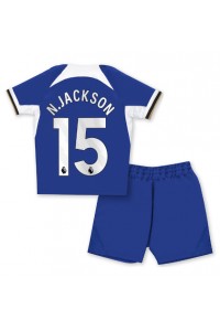 Chelsea Nicolas Jackson #15 Jalkapallovaatteet Lasten Kotipeliasu 2023-24 Lyhythihainen (+ Lyhyet housut)